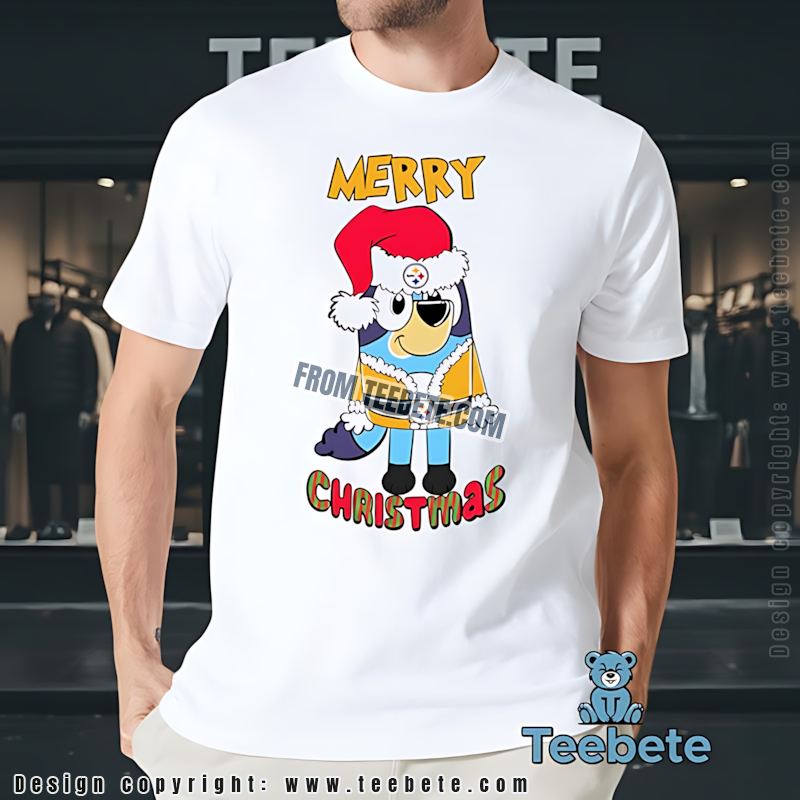 Pittsburgh Steelers Bluey Dog Merry Christmas Shirt