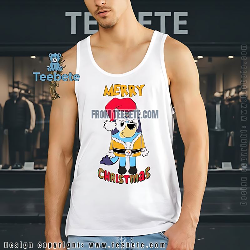 Pittsburgh STanktoplers Bluey Dog Merry Christmas Shirt Pittsburgh STanktoplers Bluey Dog Merry Christmas Shirt