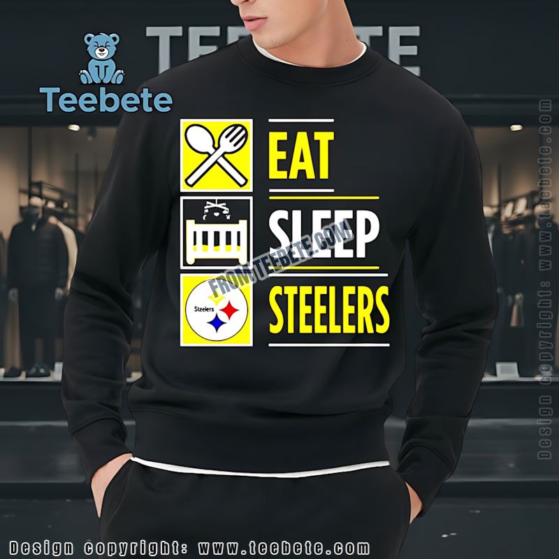 Pittsburgh SLong Sleevelers Eat Sleep Repeat Graphic Shirt Pittsburgh SLong Sleevelers Eat Sleep Repeat Graphic Shirt