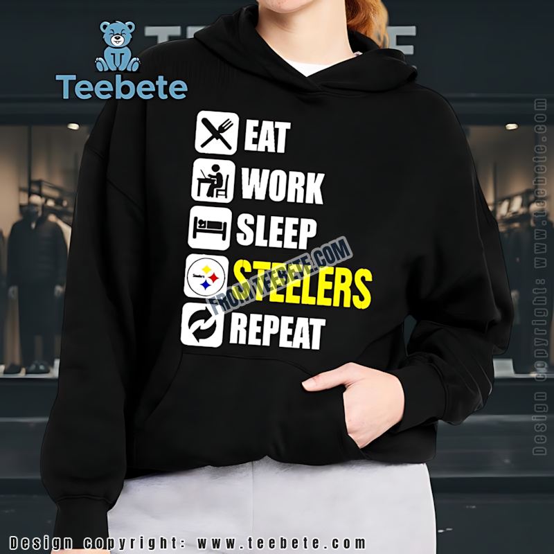 Pittsburgh SHoodielers Eat Work Sleep Repeat Shirt Pittsburgh SHoodielers Eat Work Sleep Repeat Shirt