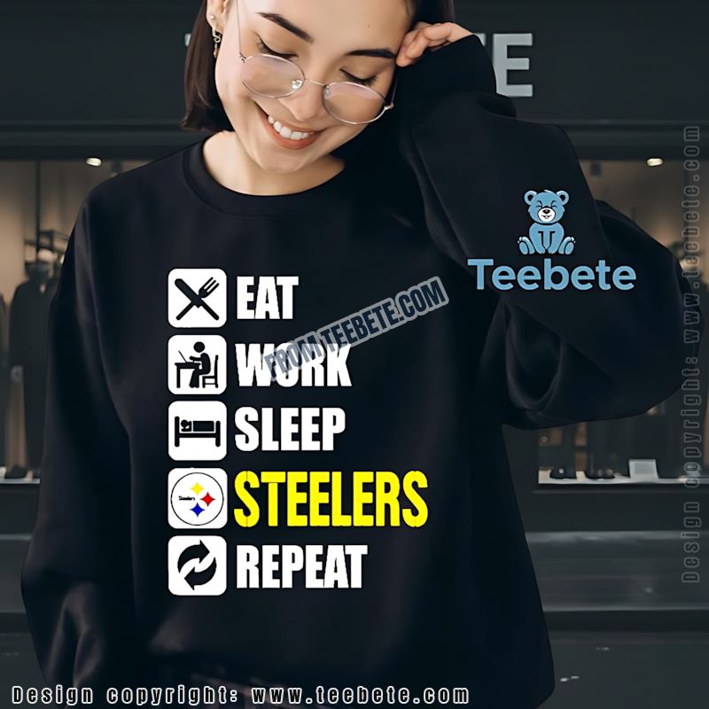 Pittsburgh SLong Sleevelers Eat Work Sleep Repeat Shirt Pittsburgh SLong Sleevelers Eat Work Sleep Repeat Shirt