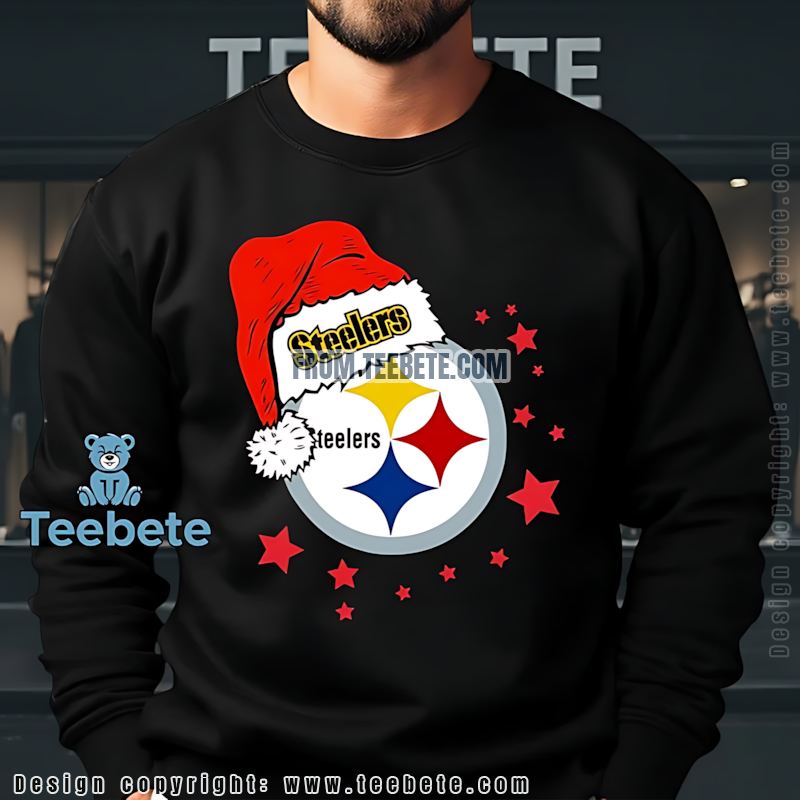 Pittsburgh SLong Sleevelers Santa Hat Logo Christmas Casual Shirt Pittsburgh SLong Sleevelers Santa Hat Logo Christmas Casual Shirt