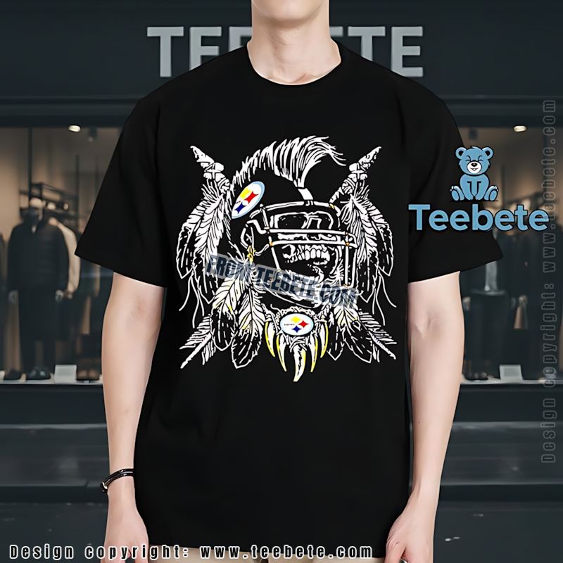 Pittsburgh Steelers Tribal Warrior Skull Graphic Shirt