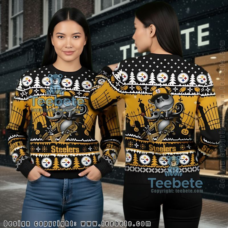 Pittsburgh Steelers Mickey Mouse Hohoho Ugly Christmas Sweater Black Yellow Cute