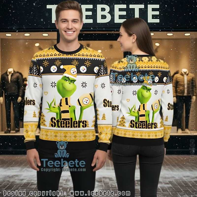 Pittsburgh Steelers Snowflakes Ugly Christmas Sweater Black Yellow