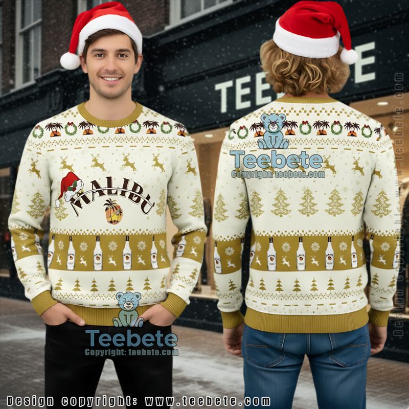 Rum Ugly Christmas Sweater Malibu Tropical Theme Party