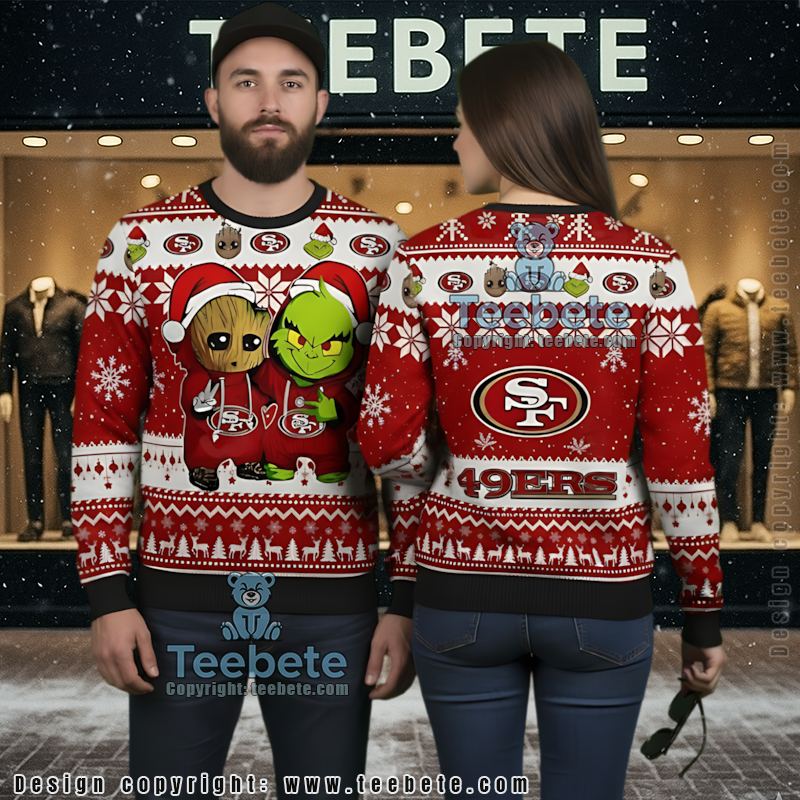 San Francisco 49Ers Rick And Morty Ugly Christmas Sweater Red Black Christmas Vacation