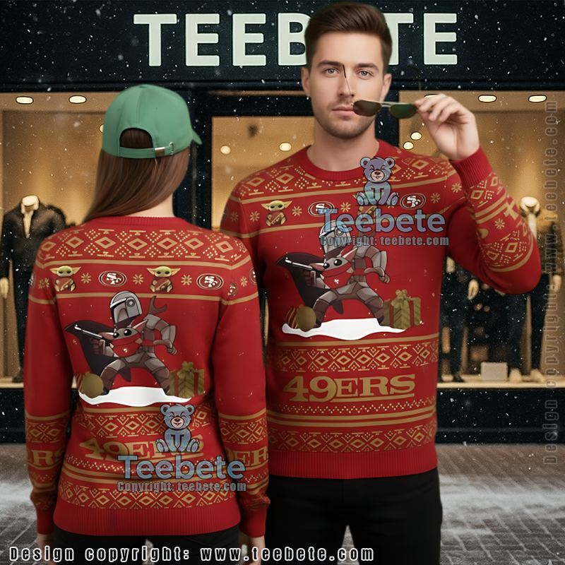 San Francisco 49Ers Boba Fett Baby Yoda Star Wars Ugly Sweater Red Funny