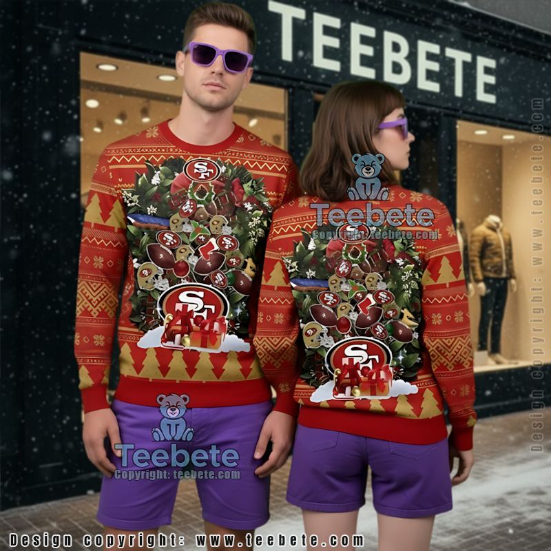 San Francisco 49Ers Christmas Tree Ugly Christmas Sweater Big And Tall Red