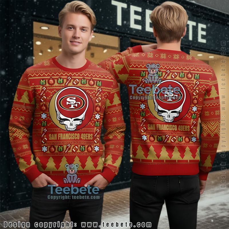 San Francisco 49Ers Grateful Dead Ugly Holiday Sweater Red