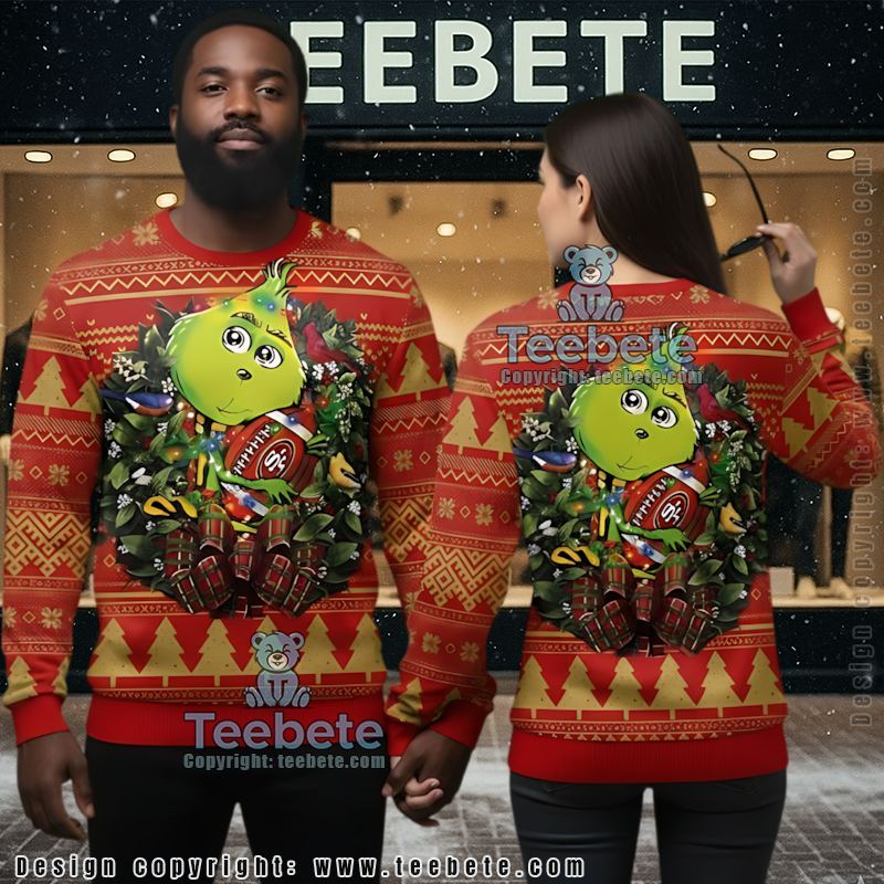 San Francisco 49Ers Grinch Hug Ugly Sweater Christmas Party Red