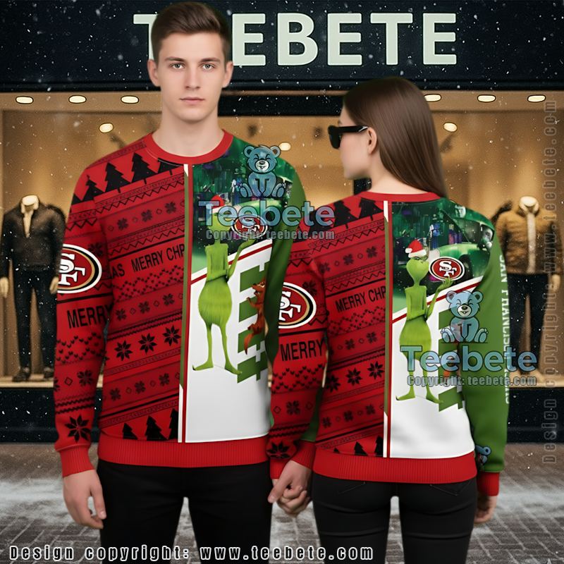 San Francisco 49Ers Grinch Scoobydoo Funny Ugly Sweater Green Red