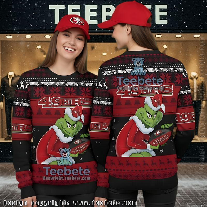 San Francisco 49Ers Grinch Ugly Christmas Sweaters Best Red Black