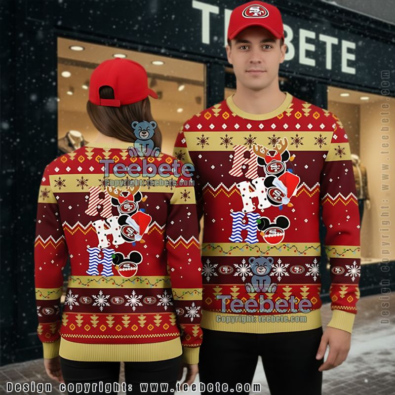 San Francisco 49Ers Mickey Mouse Hohoho Ugly Xmas Sweater Party Red