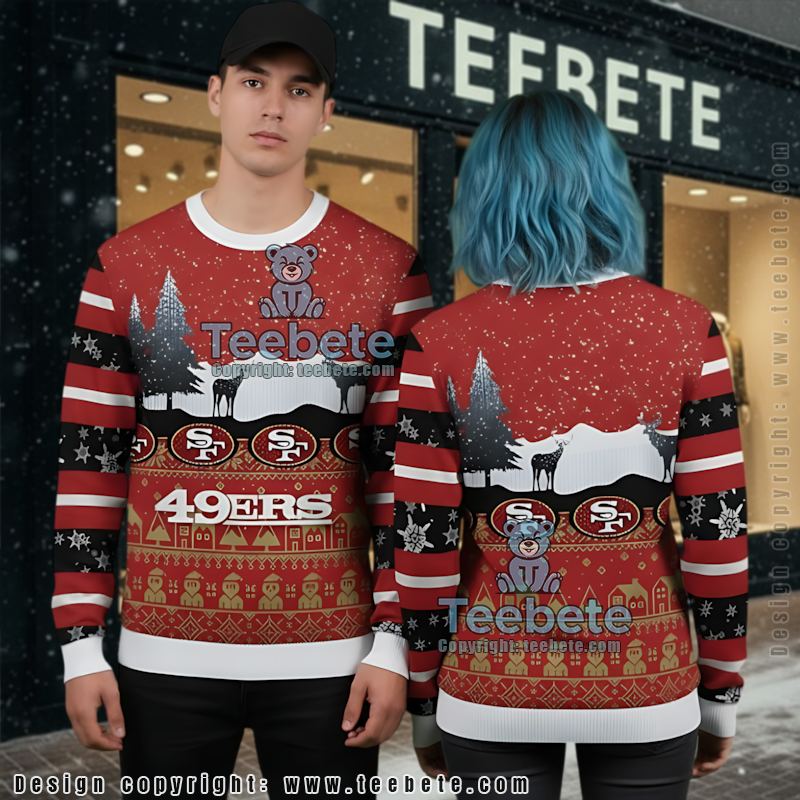 San Francisco 49Ers Santa Claus Ho Ho Ho Ugly Xmas Sweater Red Black