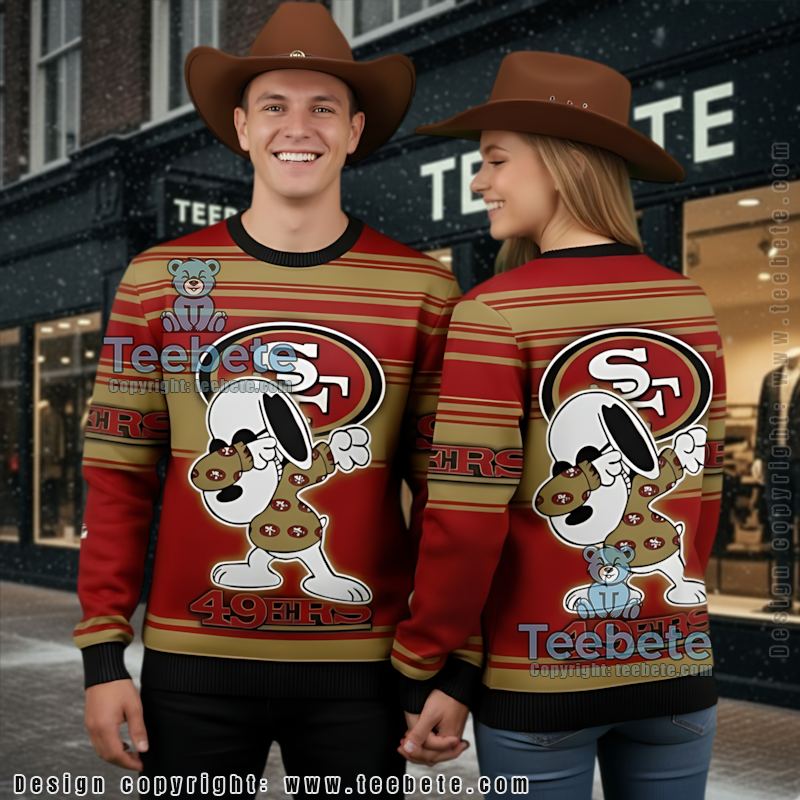 San Francisco 49Ers Snoopy Xmas Ugly Sweater Yellow Red