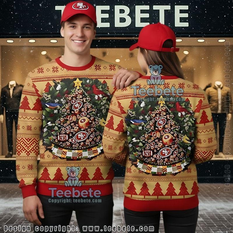 San Francisco 49Ers Winnie The Pooh Cute Ugly Christmas Sweater Yellow Red
