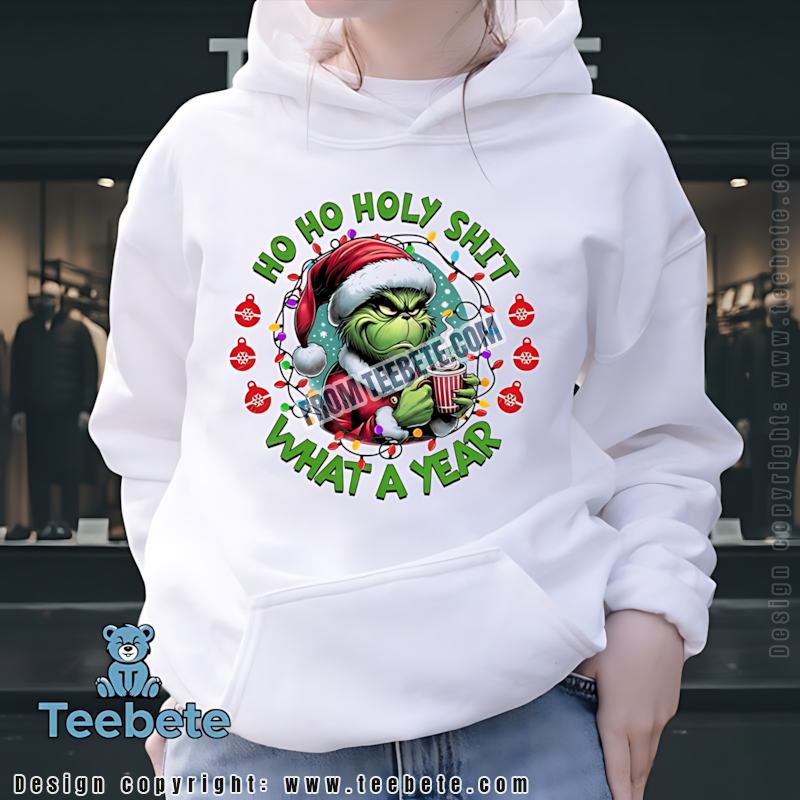 Sarcastic Grinch Hot Cocoa Christmas Hoodie Ho Ho Holy Shit What A Year Sarcastic Grinch Hot Cocoa Christmas Hoodie Ho Ho Holy Shit What A Year