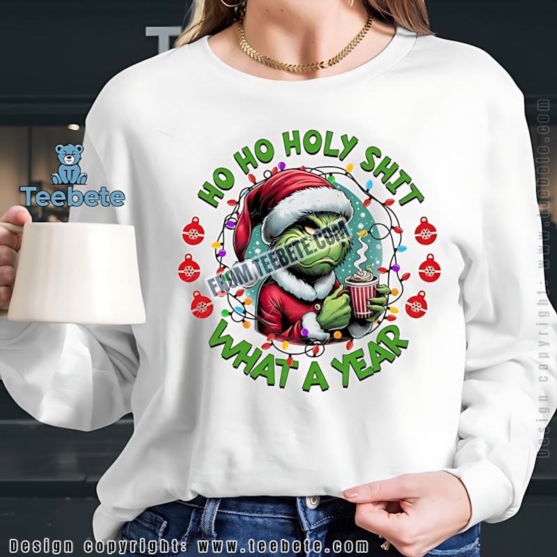 Sarcastic Grinch Hot Cocoa Christmas Long Sleeve Ho Ho Holy Shit What A Year Sarcastic Grinch Hot Cocoa Christmas Long Sleeve Ho Ho Holy Shit What A Year