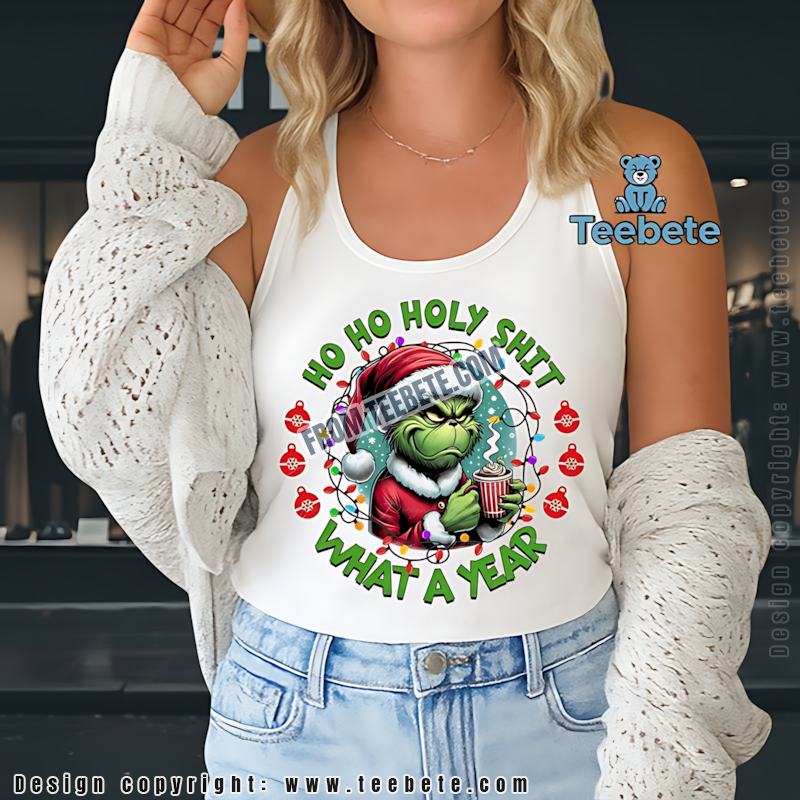 Sarcastic Grinch Hot Cocoa Christmas Tanktop Ho Ho Holy Shit What A Year Sarcastic Grinch Hot Cocoa Christmas Tanktop Ho Ho Holy Shit What A Year