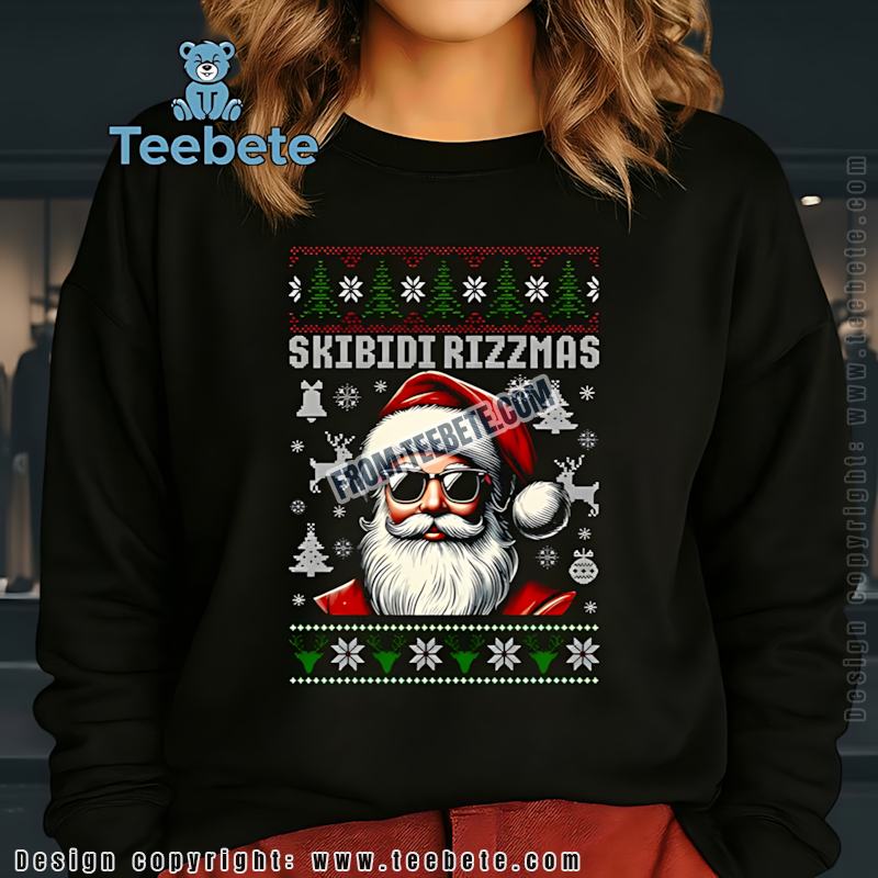 Skibidi Rizzmas Funny Christmas Long Sleeve Cool Santa With Sunglasses Skibidi Rizzmas Funny Christmas Long Sleeve Cool Santa With Sunglasses