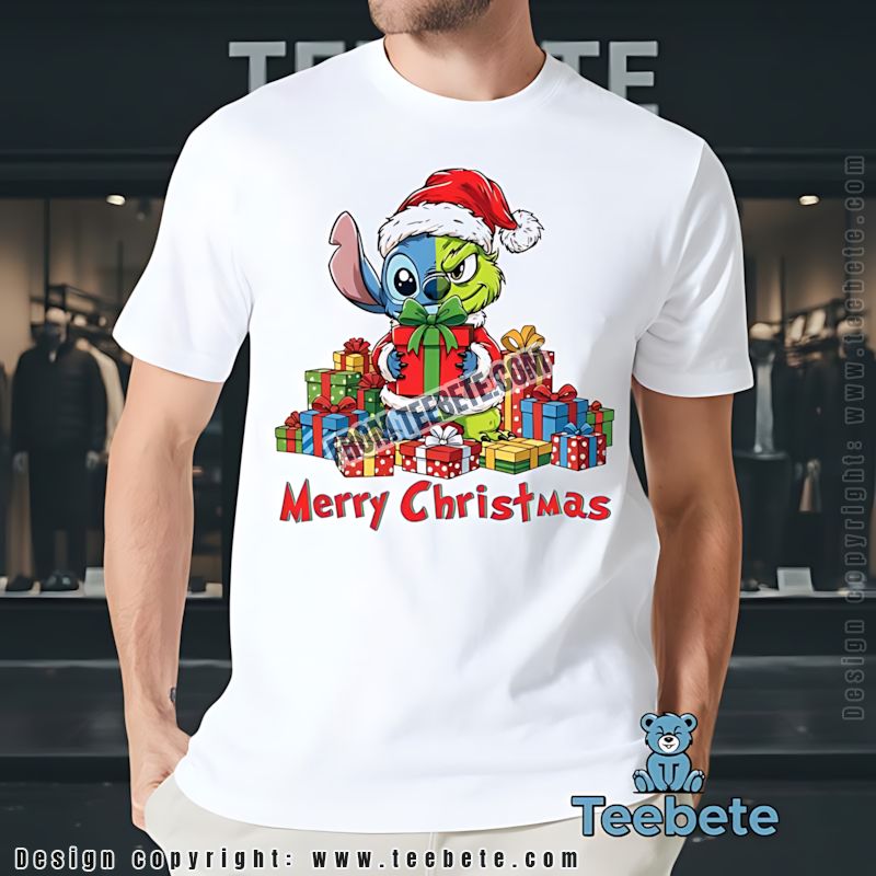 Stitch Grinch Mashup Shirt Merry Christmas Holiday Gift