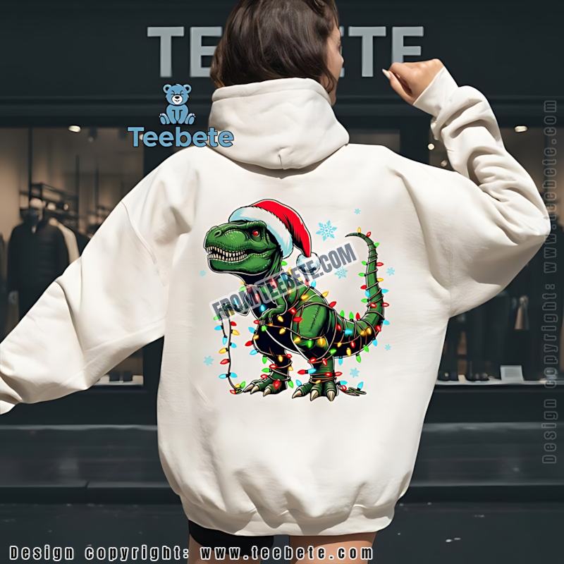T Rex Christmas Lights Hoodie Funny Dinosaur Christmas T Rex Christmas Lights Hoodie Funny Dinosaur Christmas