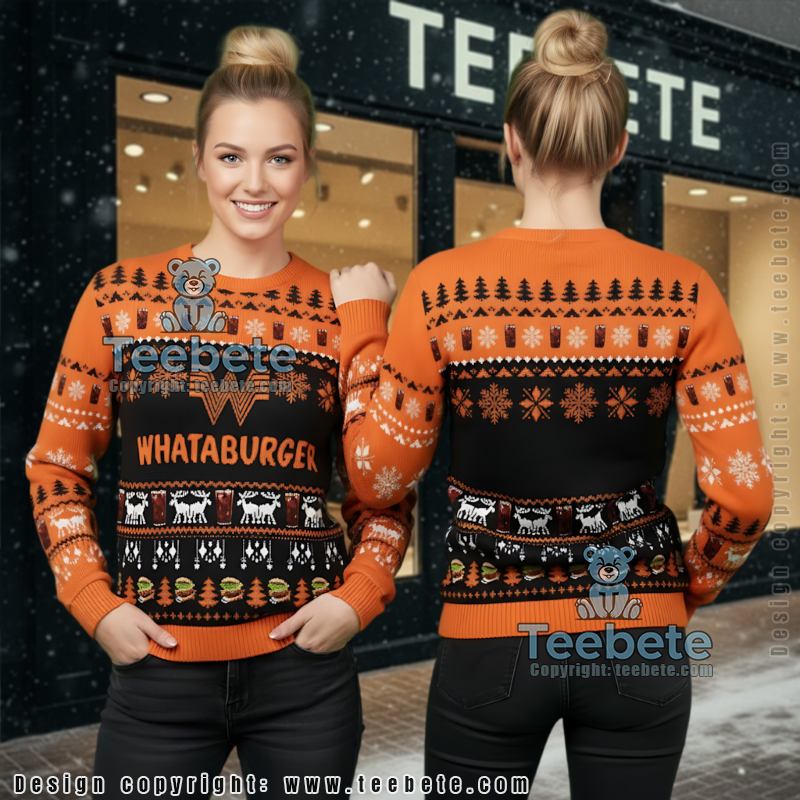 Whataburger Ugly Christmas Sweater Orange Black Fast Food