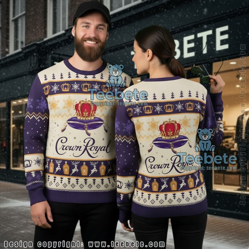 Whiskey Crown Royal Ugly Christmas Sweater Funny Holiday Gift Idea