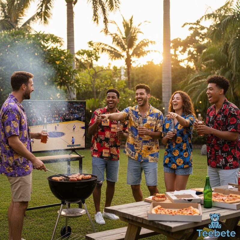Basketball Hawaiian Shirts Summer Casual Tropical Basketball Hawaiian Shirts Summer Casual Tropical