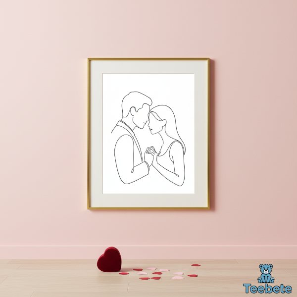Couple Portrait Illustration Valentine Gift