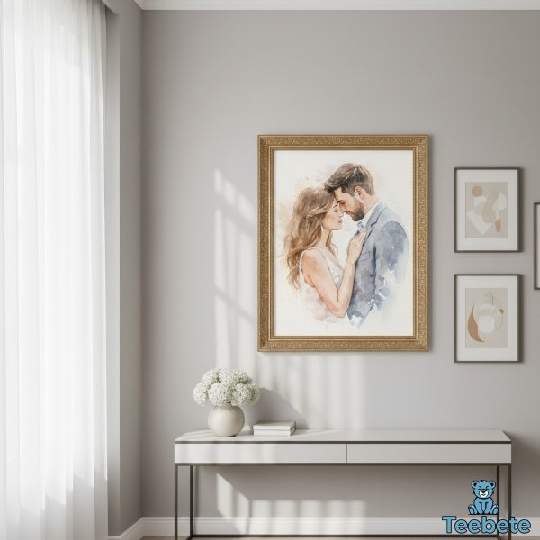 Couple Portrait Watercolor Painting Custom Art