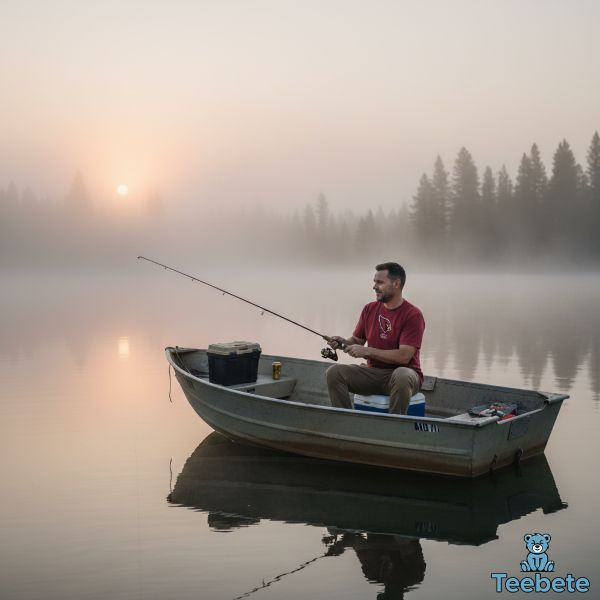 Dad Wearing Cardinals Shirt Fishing Lake