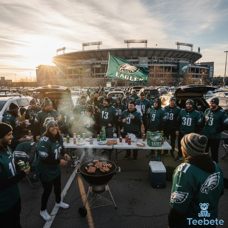 Eagles Fans Tailgating in Midnight Green Before Philadelphia Home Game