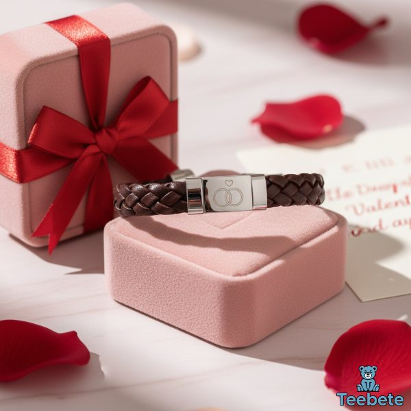 Engraved Leather Bracelet Valentine Gift