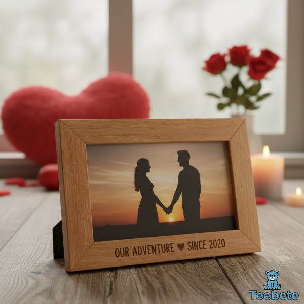 Engraved Wood Frame Valentine Gift