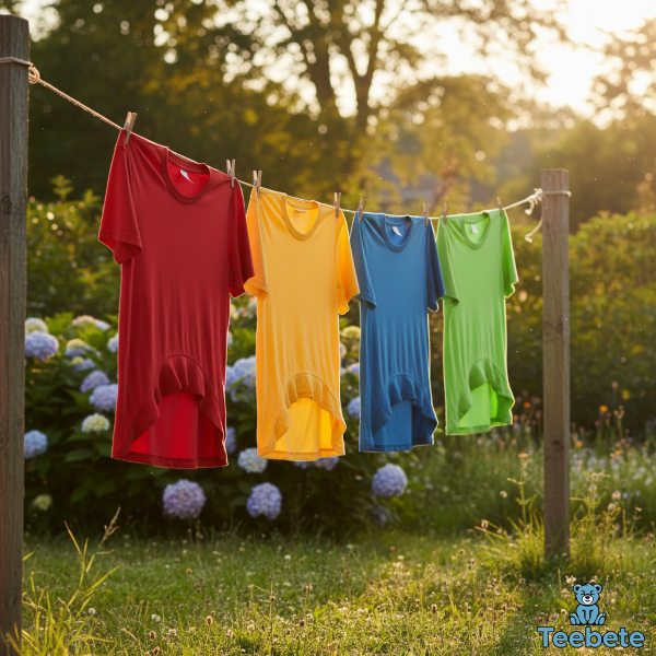 Hanging Cotton T Shirts Clothesline Outdoor Drying