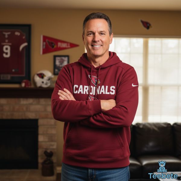 Happy Cardinals Dad Wearing Team Gear