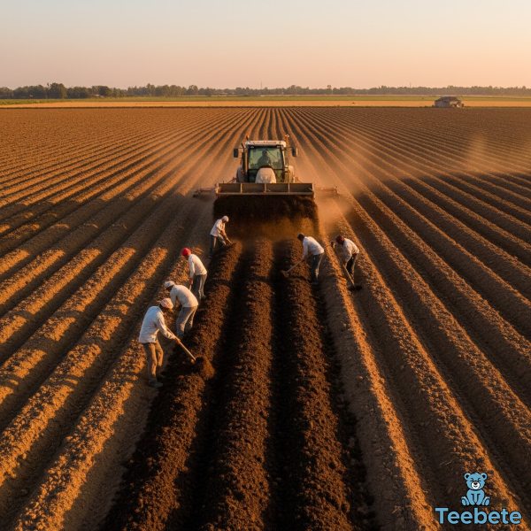 Organic Compost Application Cotton Field Organic Compost Application Cotton Field