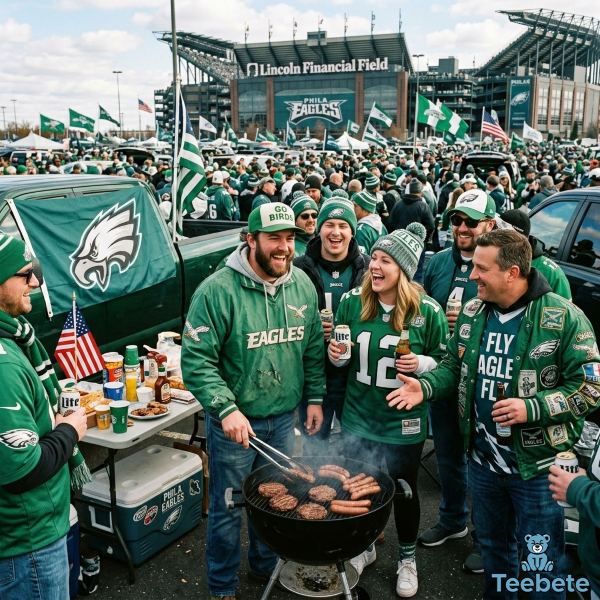 Philadelphia Eagles Fans Sharing Team Stories Outside Stadium