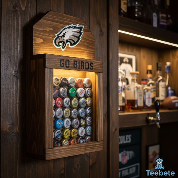 Philadelphia Eagles Wall Mounted Bottle Cap Catcher Display Philadelphia Eagles Wall Mounted Bottle Cap Catcher Display