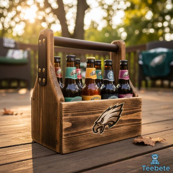 Philadelphia Eagles Wooden Beer Caddy Carrier Philadelphia Eagles Wooden Beer Caddy Carrier