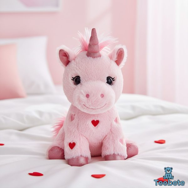 Pink Unicorn With Hearts Plush Toy Pink Unicorn With Hearts Plush Toy
