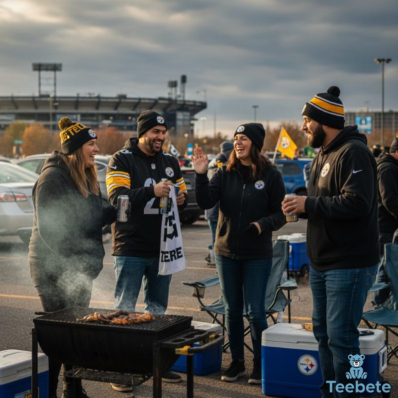 Steelers Fans Tailgating in Black and Gold Before Pittsburgh Home Game