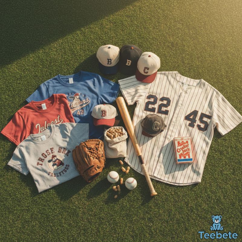 Summer baseball apparel collection with vintage jerseys and fan gear Summer baseball apparel collection with vintage jerseys and fan gear