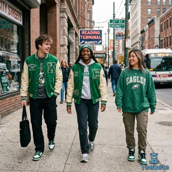 Vintage Eagles Varsity Jacket Streetwear Fashion Real Life Style