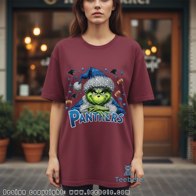 Carolina Panthers Grinchmas Shirt Blue Santa Hat Nfl Football