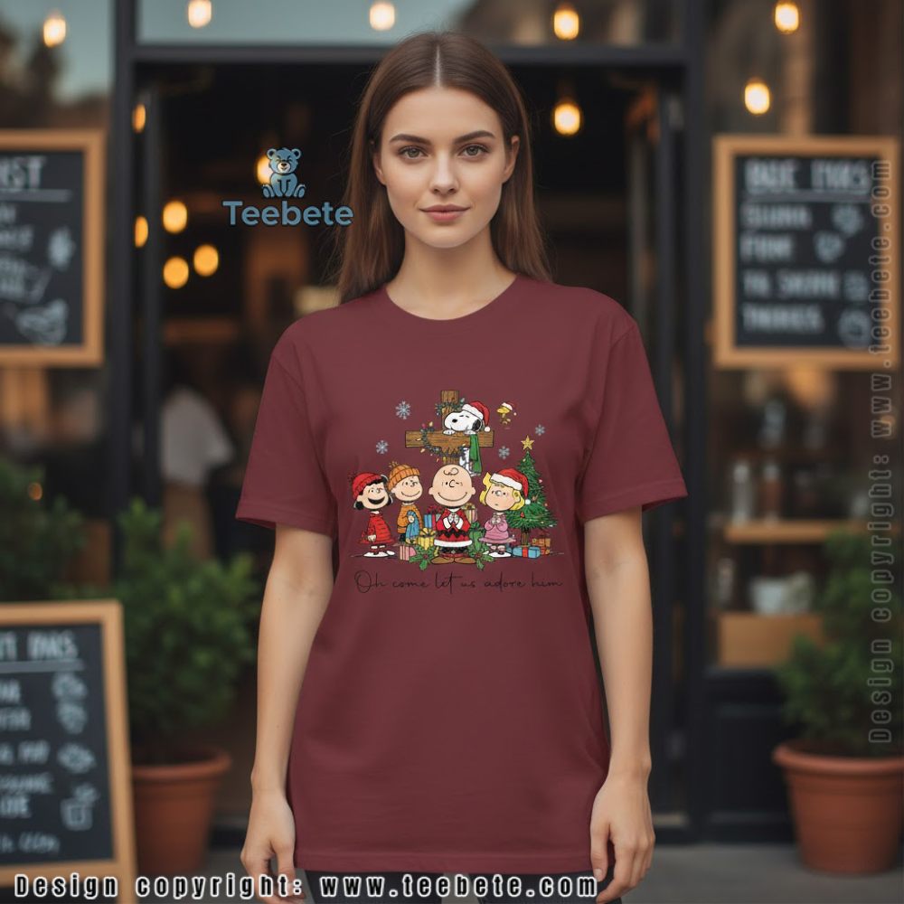 Charlie Brown Christmas Quotes Shirt Oh Come Let Us Adore Him
