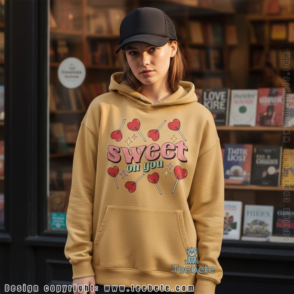 Couples Sweet On You Heart Candy Matching Hoodie Couples Sweet On You Heart Candy Matching Hoodie