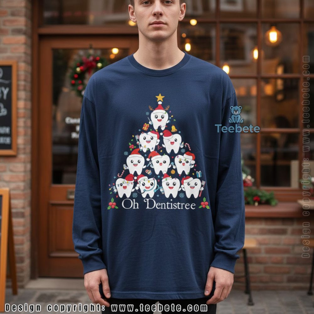 Cute Tooth Christmas Tree Dental Long Sleeve Cute Tooth Christmas Tree Dental Long Sleeve
